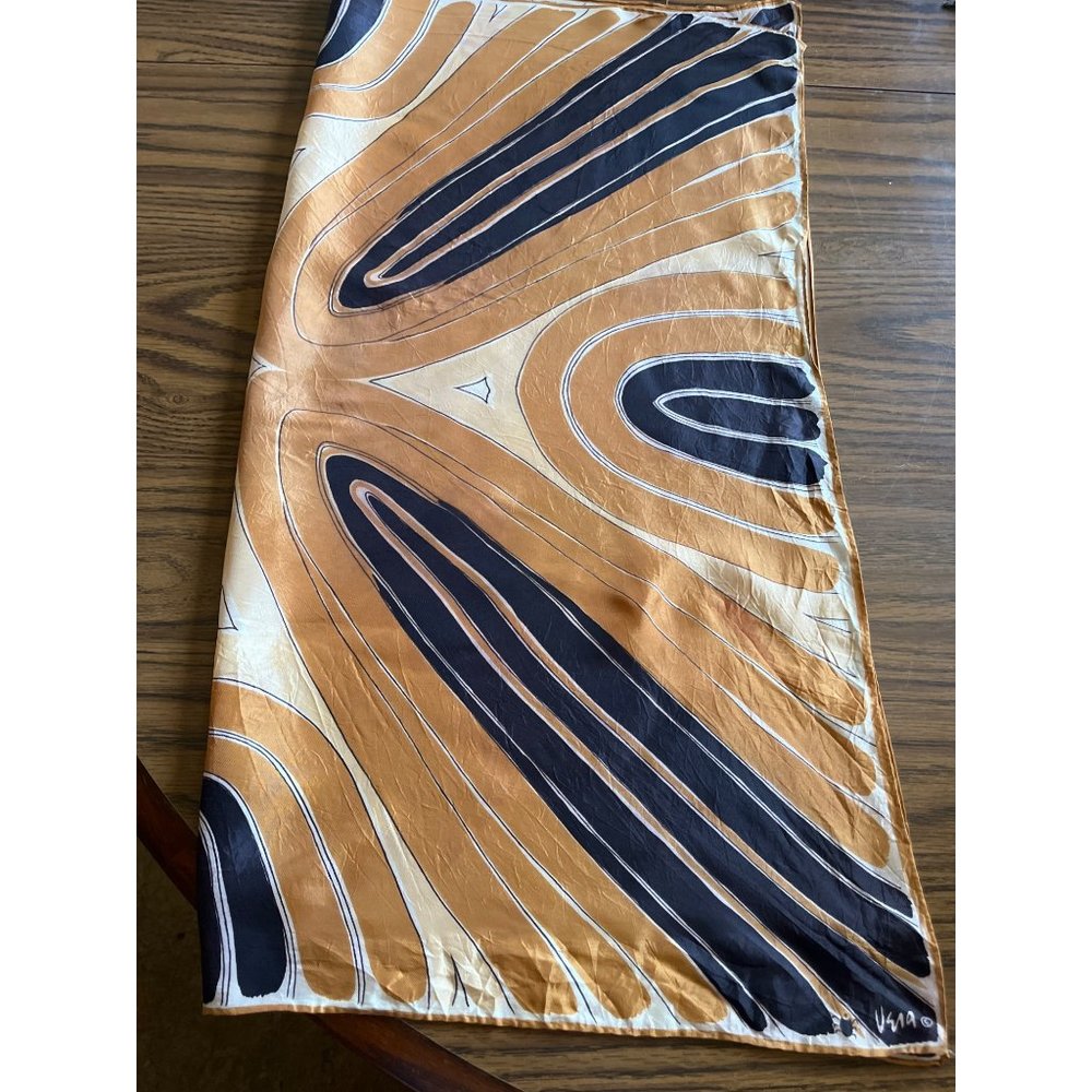 Vera black and gold square scarf vintage - Picture 3 of 3